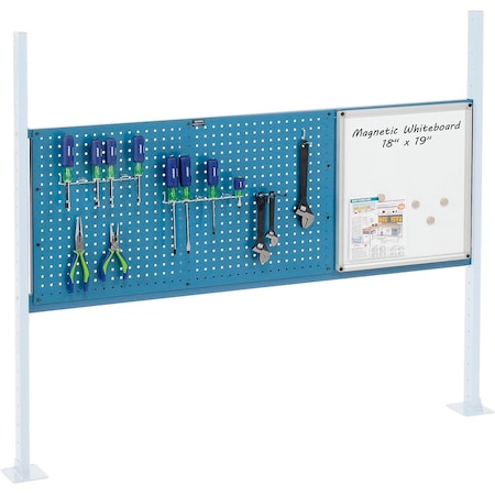 Global Industrial 36in Pegboard & 18in Whiteboard Panel Kit, 60inW, Blue 319174BL